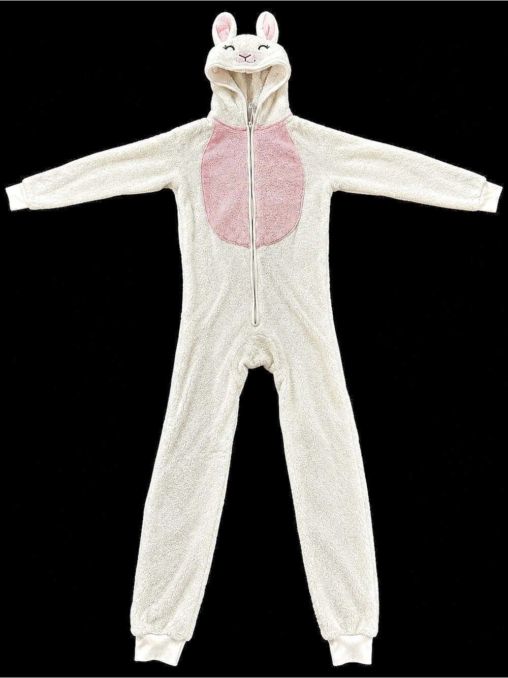 Gymboree Kids Bunny Fleece One-Piece Pajamas White & Pink Girls Large